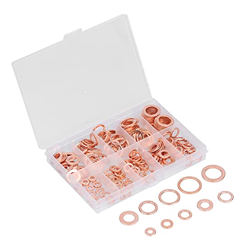 220pcs Dichtung Kupferdichtung flache runde Ringring -Waschmaschine Sortiment Kit Wärmefest haltbar hohe Kompatibilität für elektrische Wartungsmöbel Reparatur Kupfermaterial 10 220pcs Dichtung Kupferdichtung flache runde Ringring -Waschmaschine Sortiment Kit Wärmefest haltbar hohe Kompatibilität für elektrische Wartungsmöbel Reparatur Kupfermaterial 10 von Segrehy