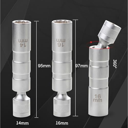 3/8 -Zoll -Antriebssockethülle 12 Winkel Reparaturentfernung Werkzeug Universal Chrom Vanadium Stahlhülse für Autos Reparatur und Wartung (16mm) von Segrehy