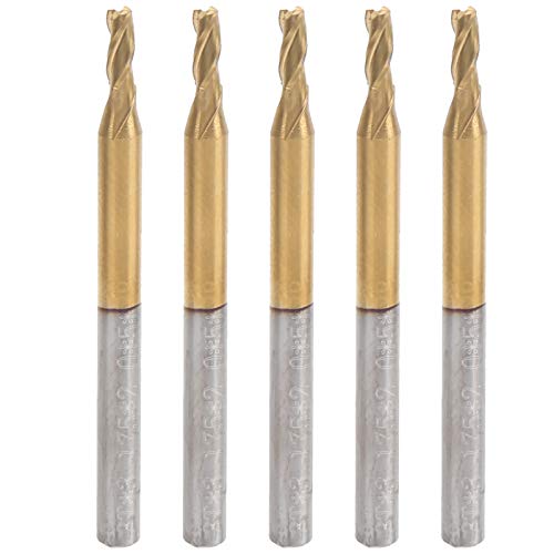 3 Flöte flaches Ende Mahlschneider Wolfram Stahl runden Schaft -Ti -Plattierungen 5pcs für Holz -Acryl -Kunststoff -Plastik -PCB -Gravur 3.175 mm x 2 mm x 5 mm x 40 mm von Segrehy