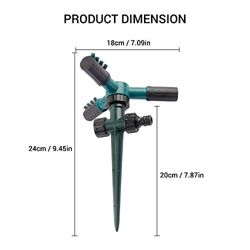 360 Grad rotierender Sprinkler automatisch Rotary Wassersprühgerät mit DREI Armsprühscheiben Einstellbarer Düse für Garten Rasenhof Grüße grünes Abs Plastik 360 Grad rotierender Sprinkler automatisch Rotary Wassersprühgerät mit DREI Armsprühscheiben Einstellbarer Düse für Garten Rasenhof Grüße grünes Abs Plastik von Segrehy