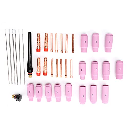 37pcs TIG Schweißteile Teile Kit Hochwertige Wolfram -Elektrode -Aluminiumdüsen -Collet -Körper -Rückenkappe Ersatz für WP17 WP18 WP26 Taschenlampe von Segrehy