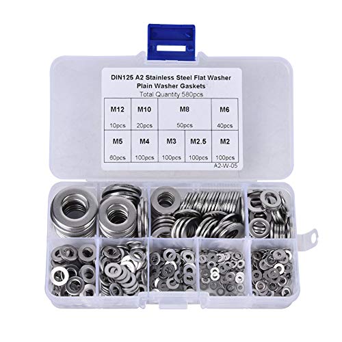 580PCS EDELSTAHL FLACHE WASCHMASCHINE SORTMENT SET M2 M 2, 5 M3 M4 M5 M6 M8 M10 M12 FÜR ELEKTRISCHE ANSCHLÜSSE INDUSTRIELLE KONSTRUKTION FASTENHARDWARE ZUBEHÖR von Segrehy