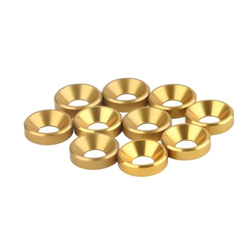 Counterunk Head Waschmaschinen flache Kopfschrauben Unterlegscheiben Counterunk Kopfdichtung Aluminiumlegierung Gold M4 Größe 10pcs Hochwertige rostbeständige Oberflächenscheiben von Segrehy
