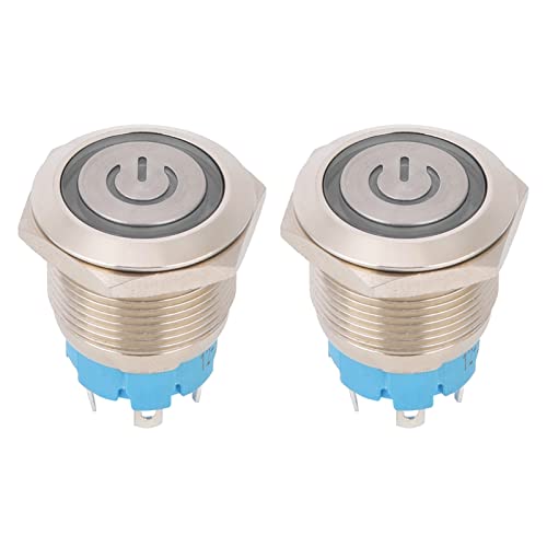 Druckknopfschalter 4 Pin 19 mm runder Flachkopf Edelstahl Shell IP65 Waterefiel 12 24VDC Latching -Druckknopfschalter für industrielle Bedienfeld -Elektrik -Geräte 2pcs 2pcs (Weiß) von Segrehy