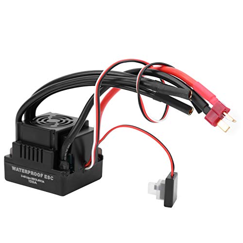 Elektronischer Geschwindigkeitsregler ESC bürstenloser wasserdichte 120A Hochleistungsprogrammierbar mit Kühllüfter für 1/8 Skala RC -Autos Fernbedienungfahrzeuge (T Stecker) von Segrehy