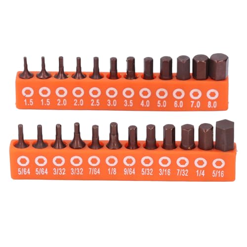 Hex Bit Set 24-tlg S2-Legierungstahl Metrisch SAE Industriequalität mit 1 4 Zoll Sechskantansatz Werkzeugkoffer für Handwerker Profiwerkzeug für Montagearbeiten von Segrehy