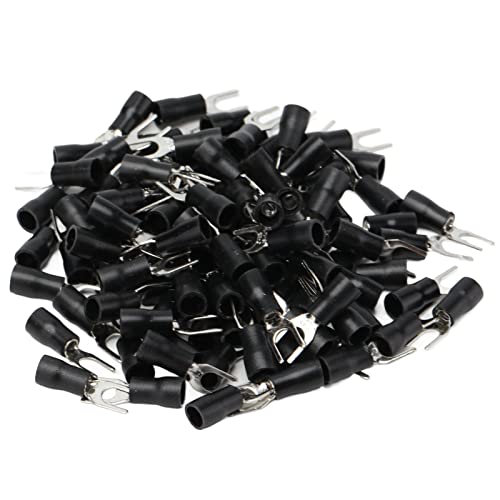 Isolierte Drahtanschlüsse U -Typ Fork Spade Elektrische Anschlüsse 100pcs Kupfer Crimping Terminals für Elektronikindustrie Stromausrüstung Industrieautomatisierung Black 16 14Awg von Segrehy