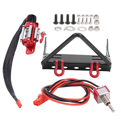 Metall vordere Stoßfänger Winde Set Fernbedienungszubehör Hochleistungs -Upgrade -Teil für axial SCX10 1/10 RC -Auto Schwarz Red Aluminiumlegierung 120 mm x 80 mm von Segrehy