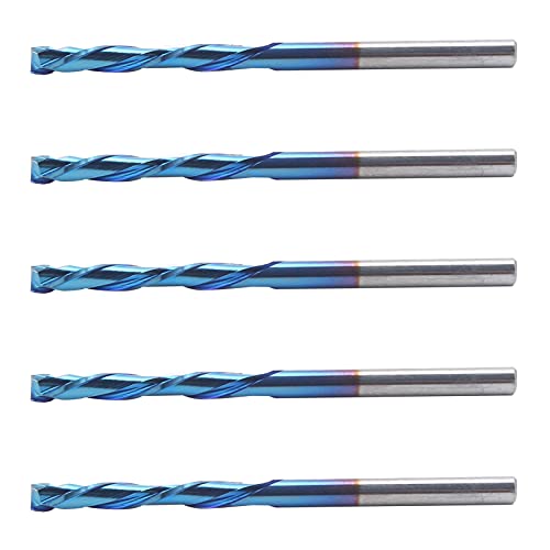 Präzisionsfräsenschneider Wolframstahl CNC -Werkzeug 2 Flöten -Nanoblau -Beschichtung für Aluminiumkupfer -Eisen Nicht Eisen Metalle 3.175x22x55mm 5pcs von Segrehy