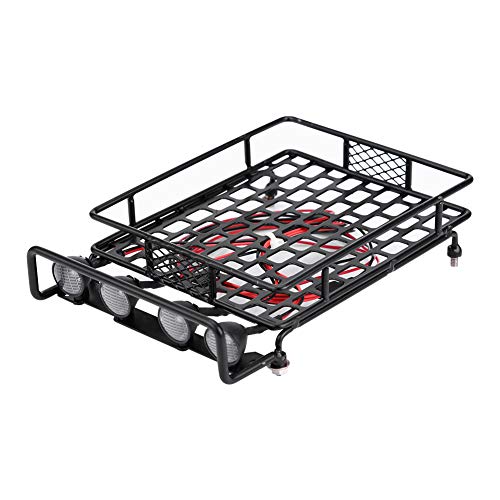 RC Dachregal Gepäckträger mit LED -Licht rundem Metall für axiales SCX10 1/10 RC -Auto (Weißes Licht) von Segrehy