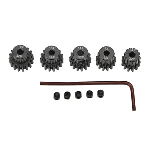RC -Motorritzel Zahnrad Hochfestigkeit Chrom Molybdän Stahl 12T 13T 14T 15T 16T Zähne 32dp 0,8 m Pitch für 1/10 RC -Automodelle 3.175 mm Wellenmotoren Traxxas Arrma Black 5 Pack von Segrehy