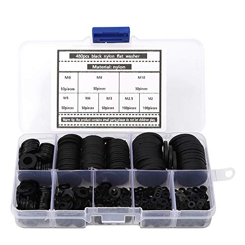 Schwarz Nylon Waschmaschine Dichtung Kit 480pcs M2 M10 Flach einfach Kombinationshardware für Kommunikationselektroplierende Elektronik Elektronik Nylonisolierung Nicht von Segrehy