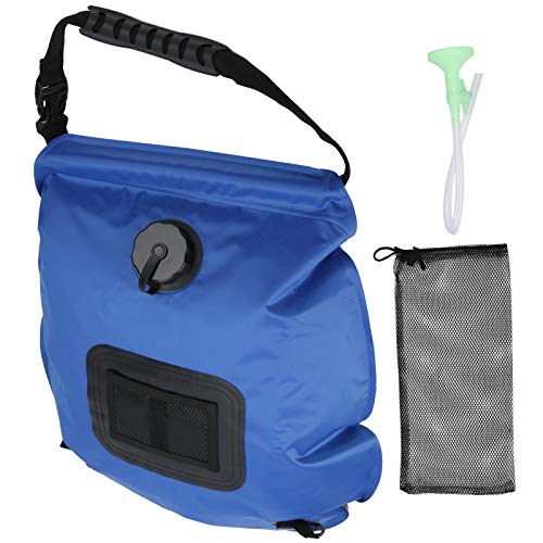 Segrehy Außenduschbeutel Solar angetrieben 20 l Tragbares Sonnenheizte Camping Badebeutel mit Duschkopfthermometer für Outdoor -Enthusiasten blau von Segrehy