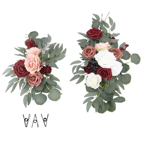 Segrehy Künstliche Hochzeitsbogenblumen lebensechte ation Exquisite Bogenation drinnen im Freien (Rosa) von Segrehy