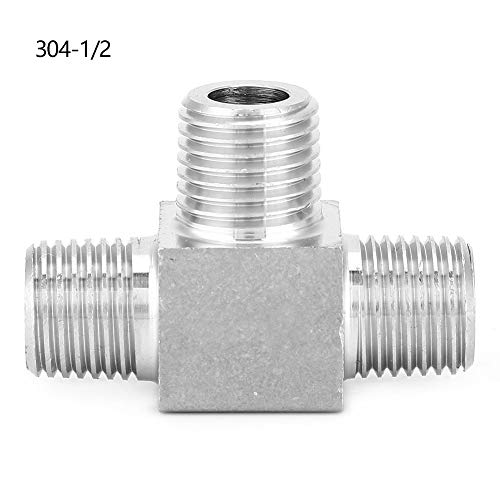 Segrehy Rohranschluss aus rostfreiem Stahl 3 Wege BSPT Männliche Gewindeschlauchanpassungsstecker haltbarer hoher Druckbeständigkeit für Wassergasöl -Kraftstoffgetriebe 304 Edelstahl 1/8 (BSPT1/2) von Segrehy