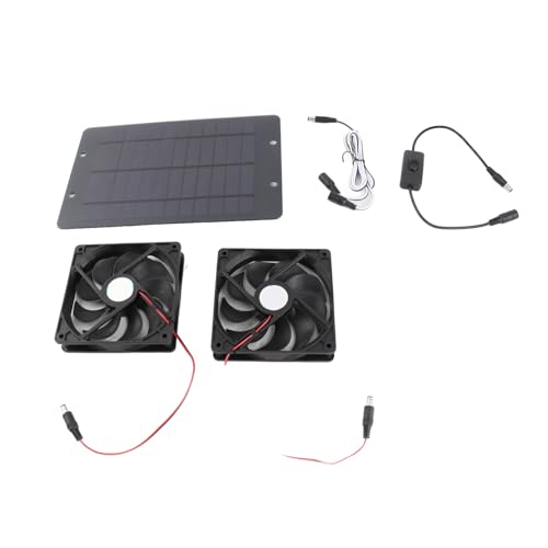 Segrehy Solarpanel Lüfter Kit 20W Solar angetriebener Doppellüfter Wärme -Ablüftung mit Schalter für Hühnerhaus Treibhaushundhaus Abs Material Kompakte Größe von Segrehy