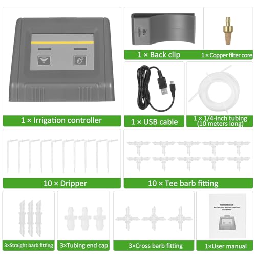 WiFi -Watering -Timer Smart Bewässerung Controller Programmierbares automatisches Bewässerungssystem mit Dripper -Schlauch -Barb -Armaturen für Hausgarten Balkon Greenhouse Grey von Segrehy