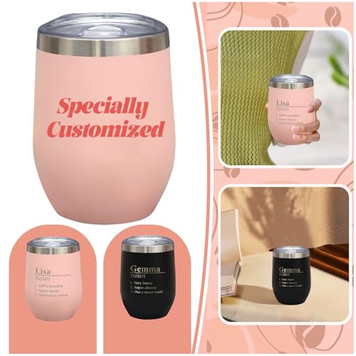 Seguire Weinbecher Personalisiert mit Text,Weinbecher Thermobecher Personalisiert,Selbst Gestaltete Weingläser,340ml Weinbecher Edelstahl,Weingläser Ohne Stiel mit Deckel,Personalisierte Geschenke von Seguire
