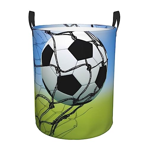 Segur Fußball-Netzwerk-Wäschekorb, wasserdicht, schmutzige Kleidung, faltbarer Waschkorb, Kleidersack mit Griffen, freistehender Wäschekorb für Badezimmer, Schlafzimmer, Wohnheim, Reisen von Segur