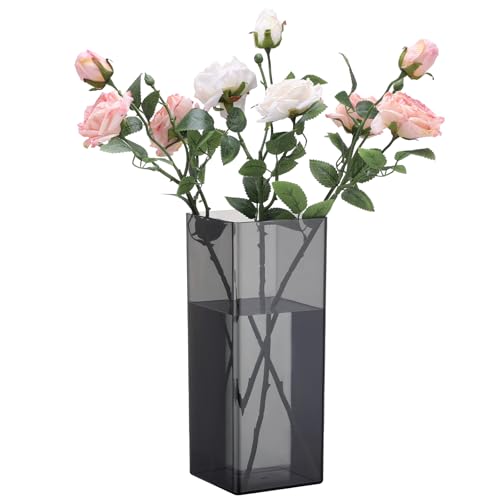 Segus Acryl Vase Groß, Vase 30 cm Hoch, 12x30cm, Blumenvase Modern für Blumenarrangement, Plant Display, Leicht zu Reinigen, Bruchsicher (Schwarz) von Segus