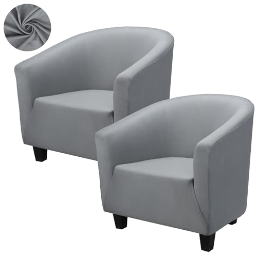 Segus Sesselbezug Stretch, 2 Stück Sesselhussen, Sesselschoner Elastisch Sesselüberwurf, Waschbar und Abnehmbar, Sessel Überzug für Einzelsofa, Clubsessel (Dunkelgrau, Polyester) von Segus