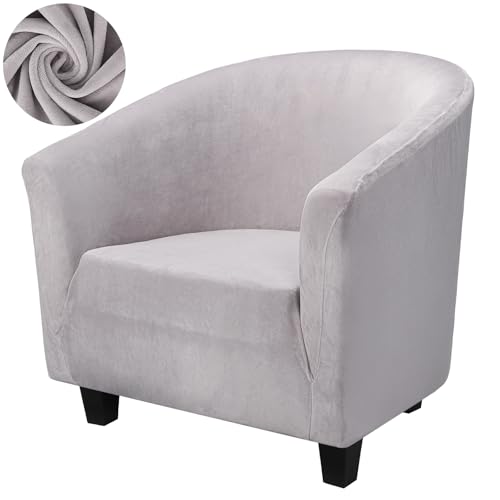 Segus Sesselschoner Elastisch Sesselüberwurf, 1 Stück Sesselbezug für Cocktailsessel, Modern Club Chair Stretch Sesselhusse, Waschbar und Abnehmbar, für Bar, Club, Café (Hellgrau, Samt) von Segus