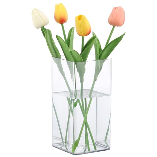 Segus Transparente Acryl Vase, 10x20cm Zentralvase aus Acryl, Rechteckig, Blumenvase Modern aus Bruchsichere Kunststoff, für Hochzeitstischdeko Segus Transparente Acryl Vase, 10x20cm Zentralvase aus Acryl, Rechteckig, Blumenvase Modern aus Bruchsichere Kunststoff, für Hochzeitstischdeko von Segus