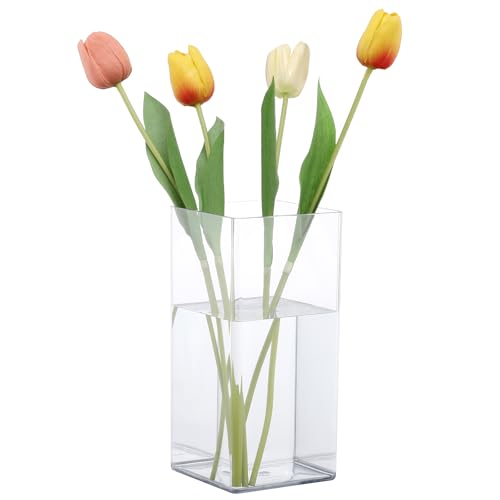 Segus Vaso Acrilico Trasparente, 12x25cm Acryl Vase aus Nicht Zerbrechlicher Kunststoff, Rechteckig, Bruchsichere Blumenvase Modern für Hochzeits Segus Vaso Acrilico Trasparente, 12x25cm Acryl Vase aus Nicht Zerbrechlicher Kunststoff, Rechteckig, Bruchsichere Blumenvase Modern für Hochzeits von Segus