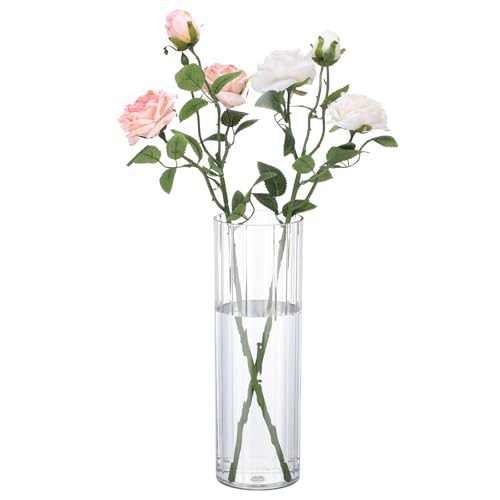 Segus Zylindervase aus Acryl, 10x30cm Acryl Vase Groß aus Nicht Zerbrechlicher Kunststoff, Bruchsichere Blumenvase Modern für Hochzeitsdekoration von Segus
