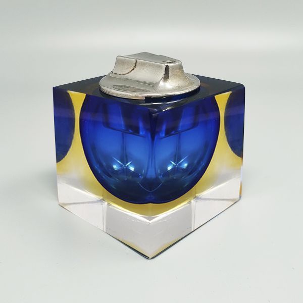 Flavio Poli Blaues Murano Glas Tischfeuerzeug 60er Jahre, Seguso von Seguso