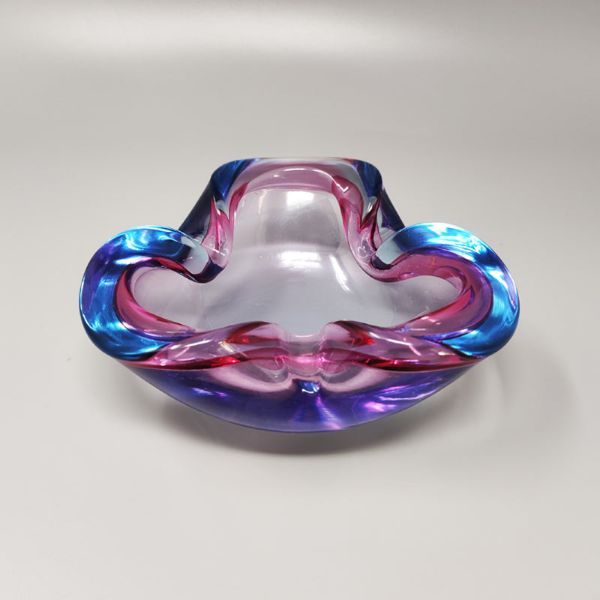 Murano Glas Aschenbecher Blau Rosa von Flavio Poli (1960er Jahre), Seguso von Seguso