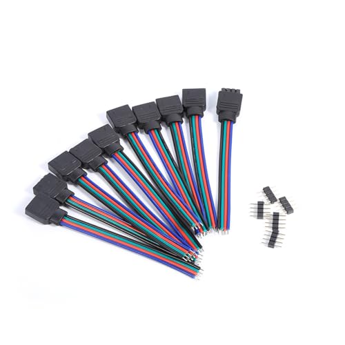 10 Stück 4-Pin Stecker Verbinder Kabel, LED Männlicher Weiblicher Anschlusskabel Set, 10cm Verlängerungskabel Zubehör für 3528 5050 RGB Stripes von Segutage