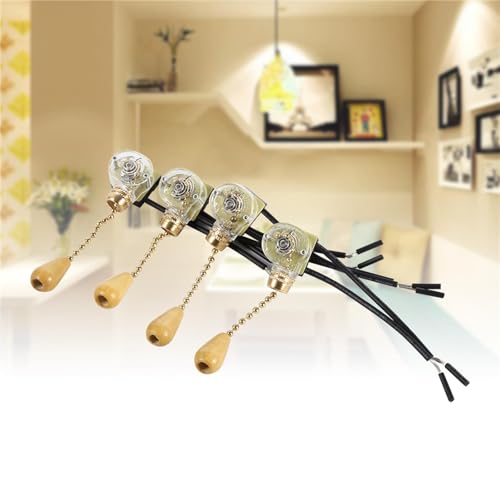 4 Stücke Zugschalter Ersatz, Universal Pull Chain Beleuchtung Lampen Schalter Deckenventilator Schalter mit Schnur für LED Wandleuchte Badezimmerleuchte 250 V 125 V von Segutage