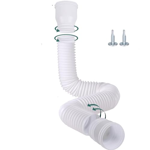 Dachrinne Flexible Fallrohr Verlängerung, Verstellbar Verlängerungsstück PE Material Fallrohr, Spritzwasserschutz Design mit 2 Schrauben für Dachrinnen Ablauf Außenbereich (Weib) von Segutage