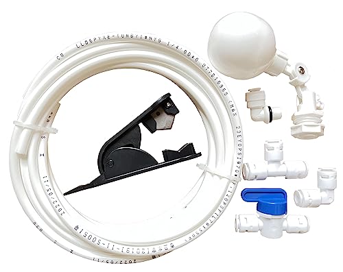 1/4 Zoll Schlauch-Schwimmerventil-Set für RODI-System, Schlauch, OD Push to Connect, Fitting, Wasseradapter, Kugelhahn, Schwimmerventil, Kugelhahn, L+I+T-Typ, 5 Meter/16 Fuß Schlauchrohr von Sehfupoye