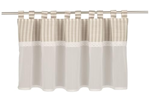 Sehlbach Bistrogardine Baumoptik mit abgesetzter Spitzenbordüre, Beige, 135 x 45 cm Bistrogardine, Eleganter Landhausstil, Blickdichter Stoff, Einfache Dekoration, Zeitloses Design von Gardinia