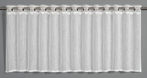 Sehlbach Bistrogardine Dolly-Voile Borte, Weiß, 135 x 45 cm Bistrogardine, Florale Details, Gemütliche Atmosphäre, Transparenter Stoff, Einfache Dekoration von Gardinia