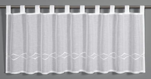 Sehlbach Bistrogardine Dolly-Voile grafische Stickerei, Weiß, 135 x 245 cm Bistrogardine, Grafische Stickerei, Lichtdurchlässig, Einfache Dekoration, Öko-Tex Zertifiziert von Gardinia