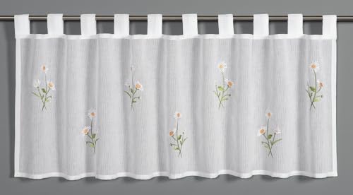 Sehlbach Bistrogardine Gänseblumen, Weiß, 148 x 48 cm Bistrogardine, Blickdichter Stoff, Lichtdurchlässig, Einfache Dekoration, Zeitlose Eleganz, Öko-Tex Zertifiziert von Gardinia