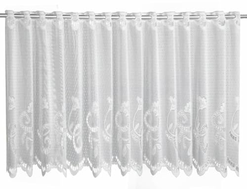 Sehlbach Bistrogardine Jacquard Blütenornamente, Weiß, 160 x 50 cm Bistrogardine, Elegante Optik, Florale Eleganz, Blickdichter Stoff, Einfache Dekoration von Gardinia