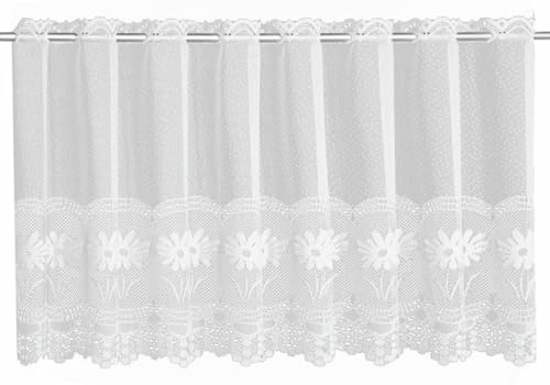 Gardinia Bistrogardine Jacquard Blumen, weiß, 130 x 45 cm Gardinia Bistrogardine Jacquard Blumen, weiß, 130 x 45 cm von Sehlbach GmbH.