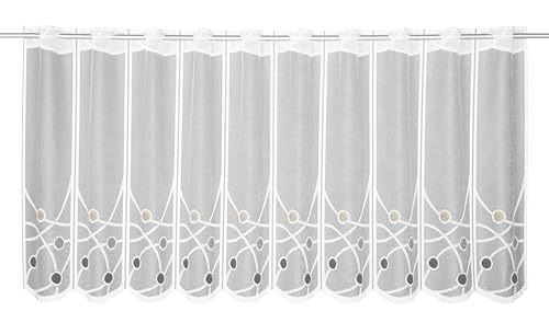 Sehlbach Bistrogardine Jacquard Kreise, Weiß, 152 x 60 cm Bistrogardine, Elegantes Design, Lichtdurchlässig, Einfache Dekoration, Zeitlose Eleganz von Gardinia