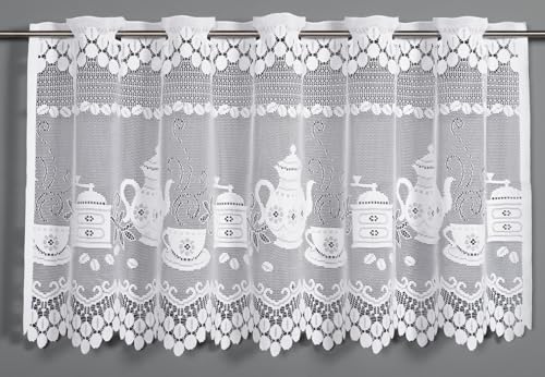 Sehlbach Bistrogardine Kaffeedessin einfarbig, Weiß, 140 x 60 cm Bistrogardine, Gemütliche Atmosphäre, Lichtdurchlässig, Einfache Dekoration, Öko-Tex Zertifiziert von Gardinia