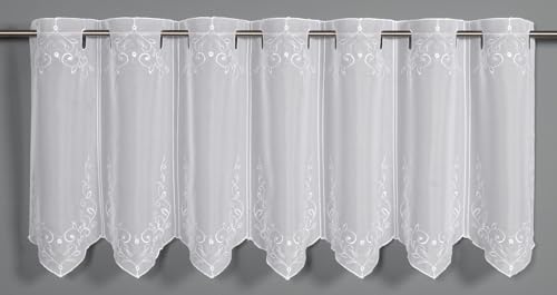 Sehlbach Bistrogardine Stickerei Ornamente, Weiß, 135 x 45 cm Bistrogardine, Elegante Stickerei, Zeitlose Schönheit, Einfache Dekoration, Öko-Tex Zertifiziert von Gardinia