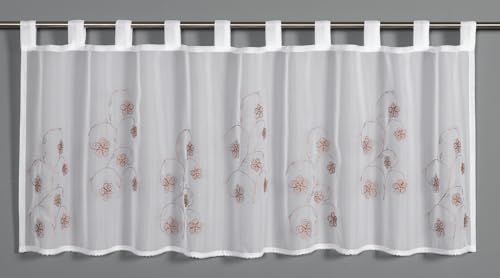 Sehlbach Bistrogardine Voile Blütenstickerei, Weiß, 135 x 45 cm Bistrogardine, Blütenstickerei, Lichtdurchlässig, Einfache Dekoration, Öko-Tex Zertifiziert von Gardinia