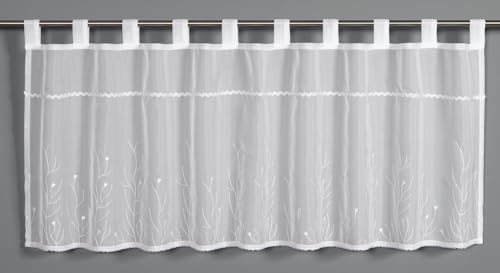 Sehlbach Bistrogardine Voile Zweigenstickerei, Weiß, 135 x 45 cm Bistrogardine, Zweigenstickerei, Lichtdurchlässig, Einfache Dekoration, Öko-Tex Zertifiziert von Gardinia