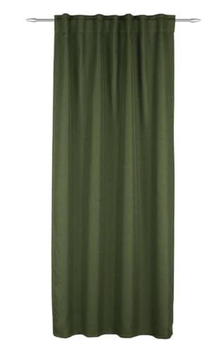 Sehlbach Fertiggardine mit verdeckten Schlaufen, Dimout Uni, Grün, 135 x 245 cm Gardinen, Energiesparend Im Winter, Wärmeabweisend Im Sommer, Blickdicht, Öko-Tex Zertifiziert, Einfache Montage von Gardinia