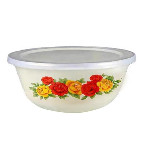 Sehoangd Vintage Emaille Bowl mit nostalgischen Salatschalen im chinesischen Stil für Dinnerschalen mit Blumenmuster 6,3 Zoll Rosenstil Salatschalen von Sehoangd