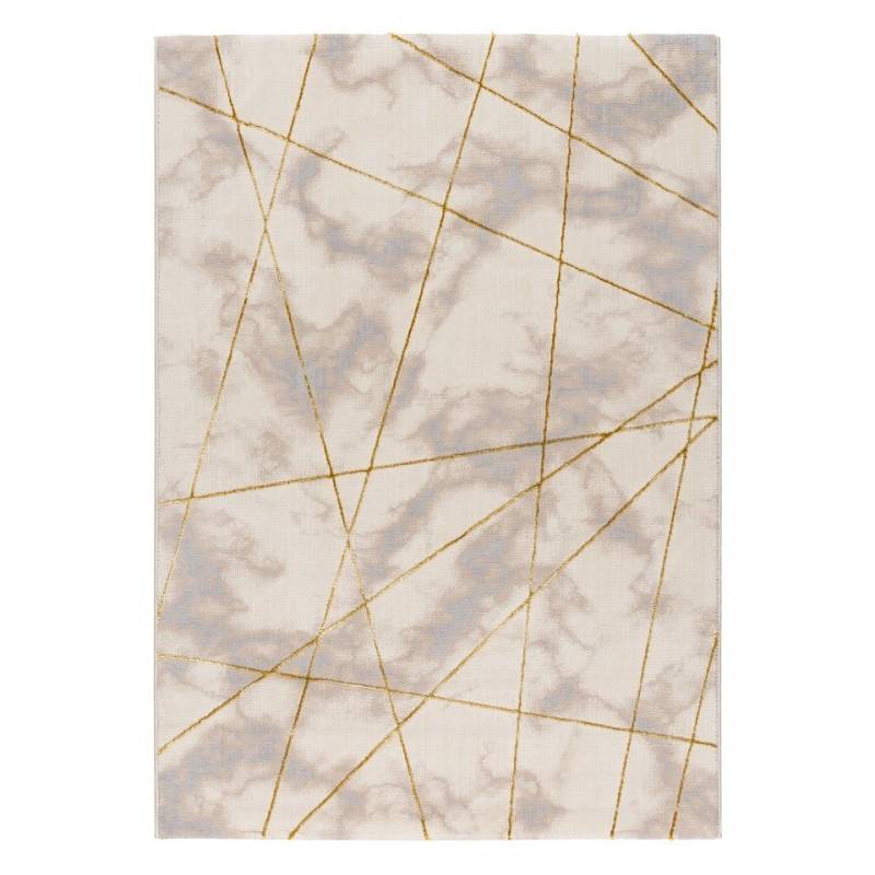 Sehrazat Teppich Teppich modern Design, beige-goldfarbig, Rechteckig, Höhe: 12 mm, Teppich mit Schatierungen in 3D, Grafik Design meliert, grau-goldfarbig von Sehrazat