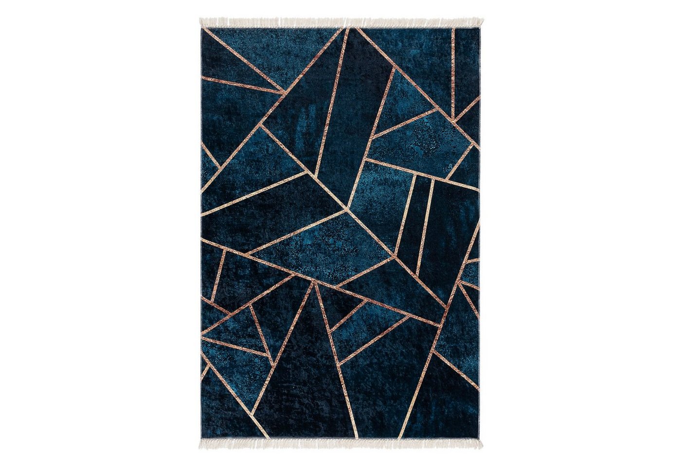 Sehrazat Teppich Teppich modern Design, dunkelblau, Rechteckig, Höhe: 3 mm, Motiv: Grafik Design, Motiv: Geometrische Figuren, glänzende Oberfläche, sehr schön, mit Fransen Sehrazat Teppich Teppich modern Design, dunkelblau, Rechteckig, Höhe: 3 mm, Motiv: Grafik Design, Motiv: Geometrische Figuren, glänzende Oberfläche, sehr schön, mit Fransen von Sehrazat